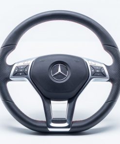 LENKRADHÜLLE für Mercedes, Roter Kohlefaser-Effekt Sportliche DÜNN  Rutschfest