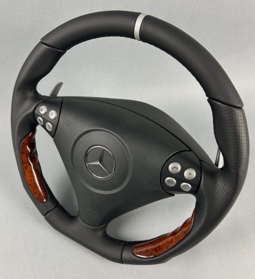 Mercedes SLK R171 Wurzelnuss Holz Sport Lenkrad Brabus Style + Holz Schaltboden – Bild 8